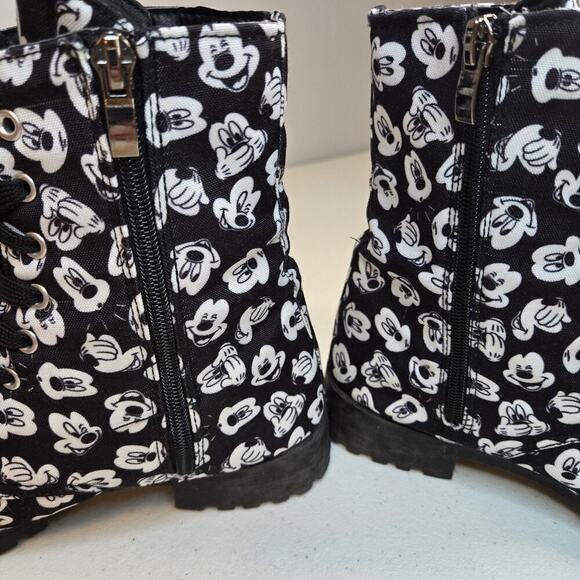 DISNEY Mickey Mouse Combat Boots Womens Size 8 Black White HOT TOPIC RETRO - Picture 5 of 9